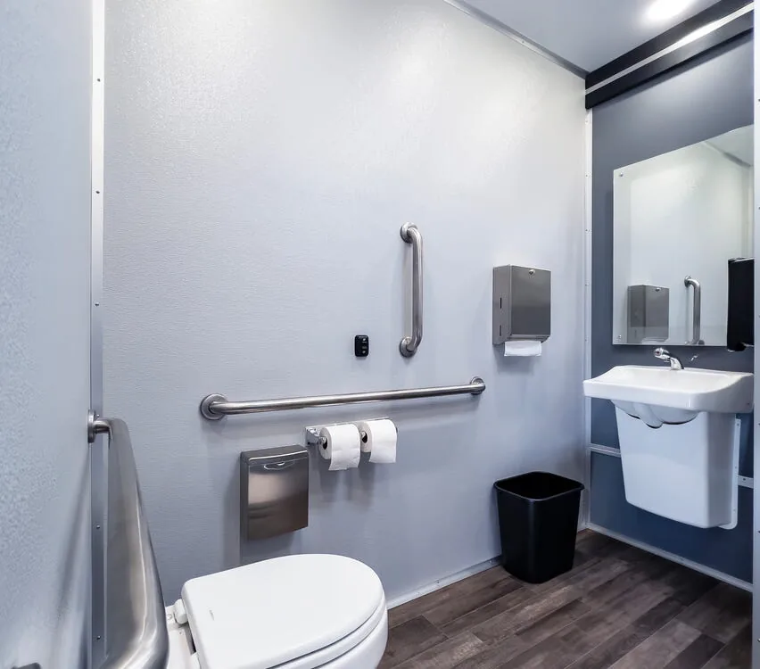 Accessible sink and toilet.