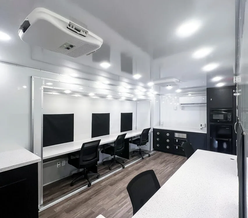 Workstations with dual outlets.