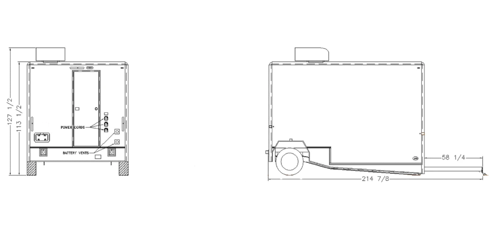 1-Stall ADA Combo Shower Trailer exterior view: rear & curbside.