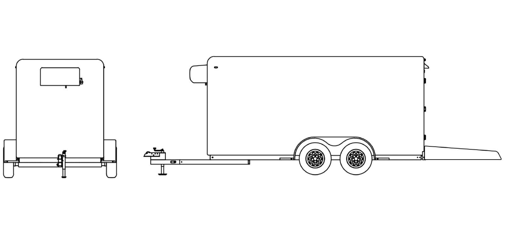 Refrigerated Freezer Trailer exterior view: front & roadside.