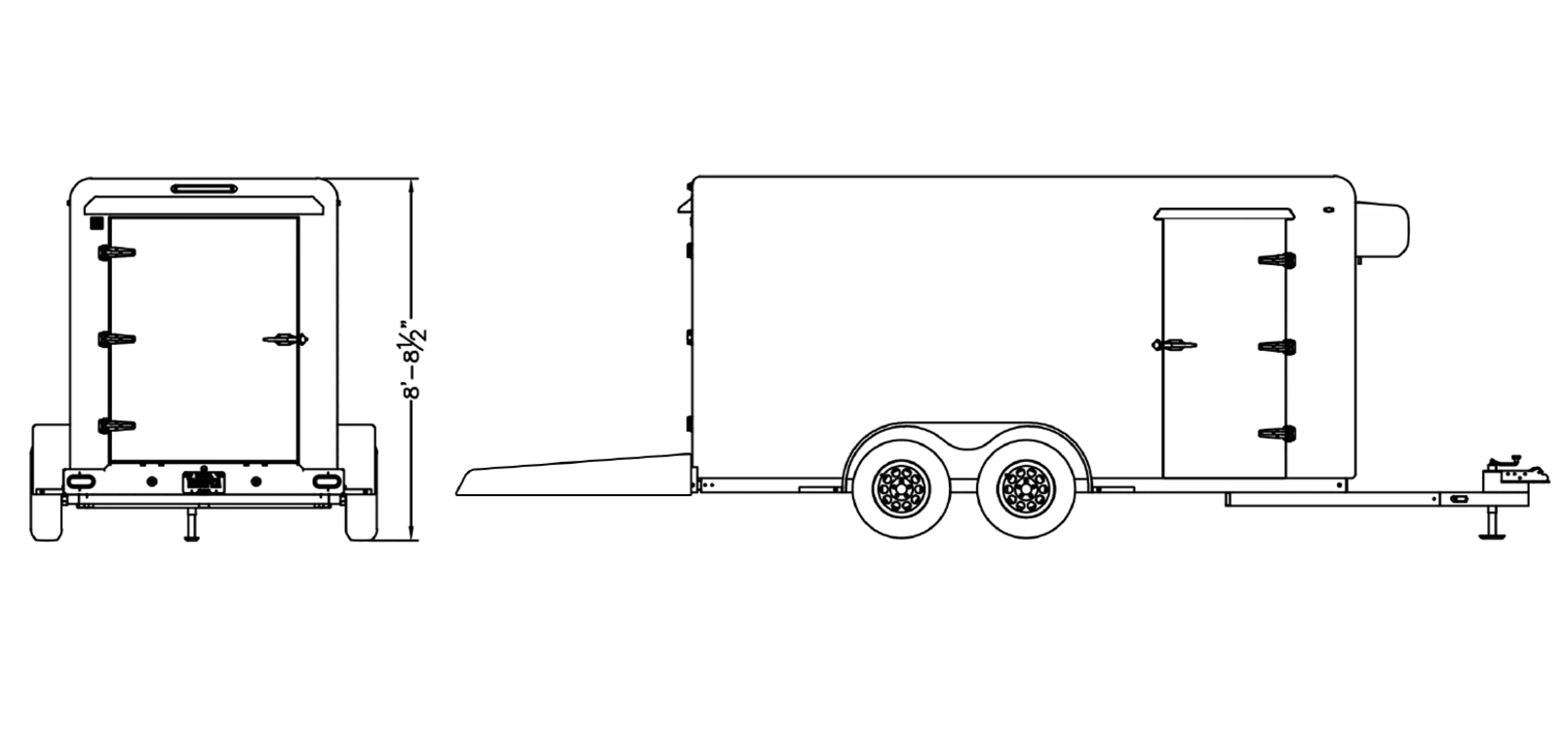 Refrigerated Freezer Trailer exterior view: rear & curbside.