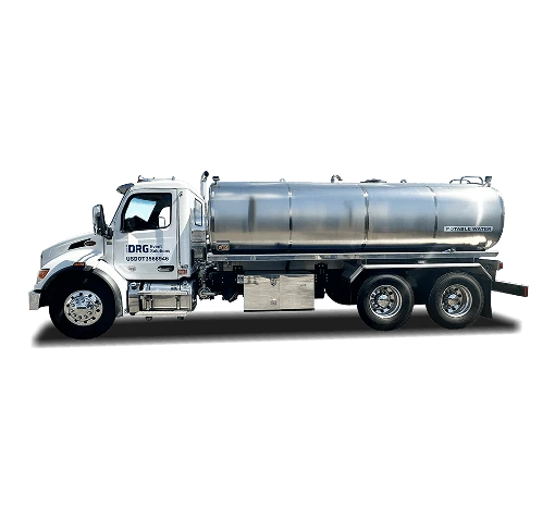 Stainless steel potable water tanker truck.