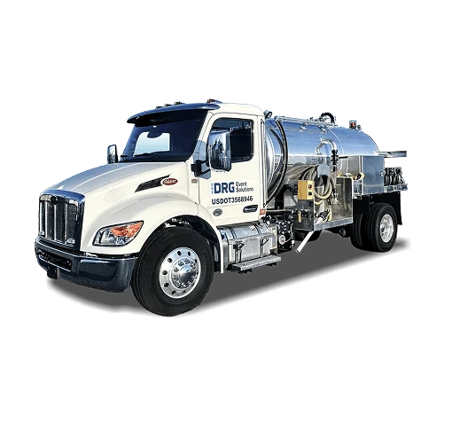White DRG standard service truck with a stainless steel tank.