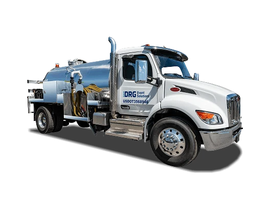 White DRG service truck with a polished water tank.